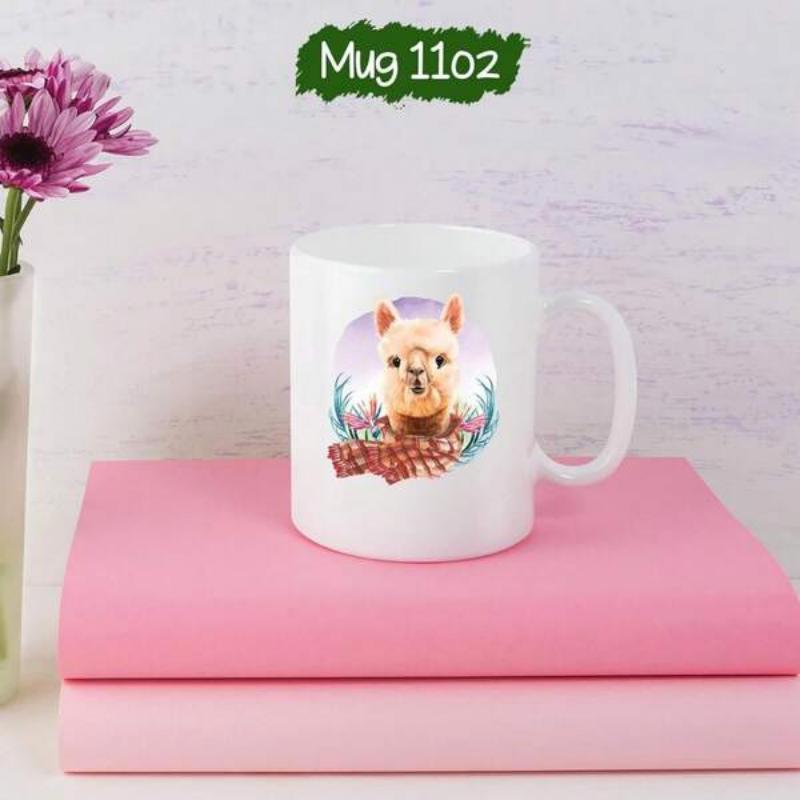 Tailorly White Ceramic 11 oz Mug - Cute Animated French Bulldog Face Surrounded By Soft Floral Elements And Colors Dog