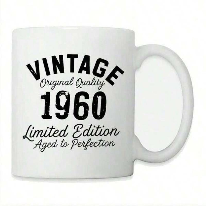 Tailorly White Ceramic 11 oz Mug - Vintage Original Quality 1960 Limited Edition Aged To Perfection Classic Bold Typography Featuring Distressed Text With Elegant