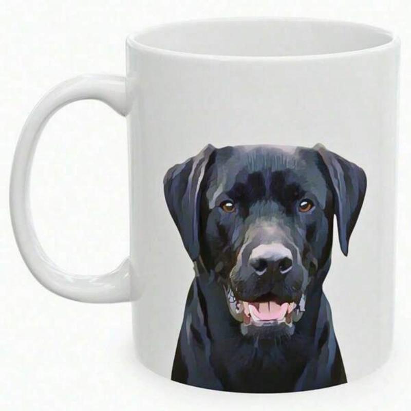 Tailorly White Ceramic 11 oz Mug - Realistic Portrait Of A Loyal Black Labrador Smiling With Gentle Eyes Dog