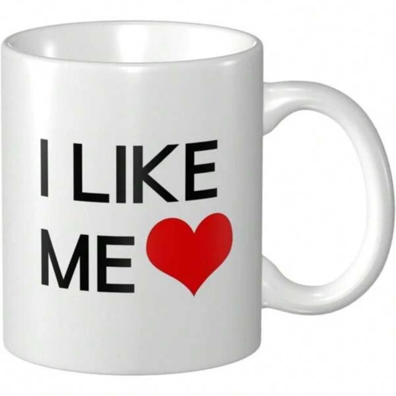 Tailorly White Ceramic 11 oz Mug - I Like Me Simple Vibrant Red Heart Centered On A Clean White Glossy Surface Mug