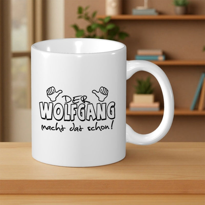 Tailorly White Ceramic 11 oz Mug - Simple Cartoonish Style Illustrative Sketch Of Two Encouraging Giving Thumbs Up Hand