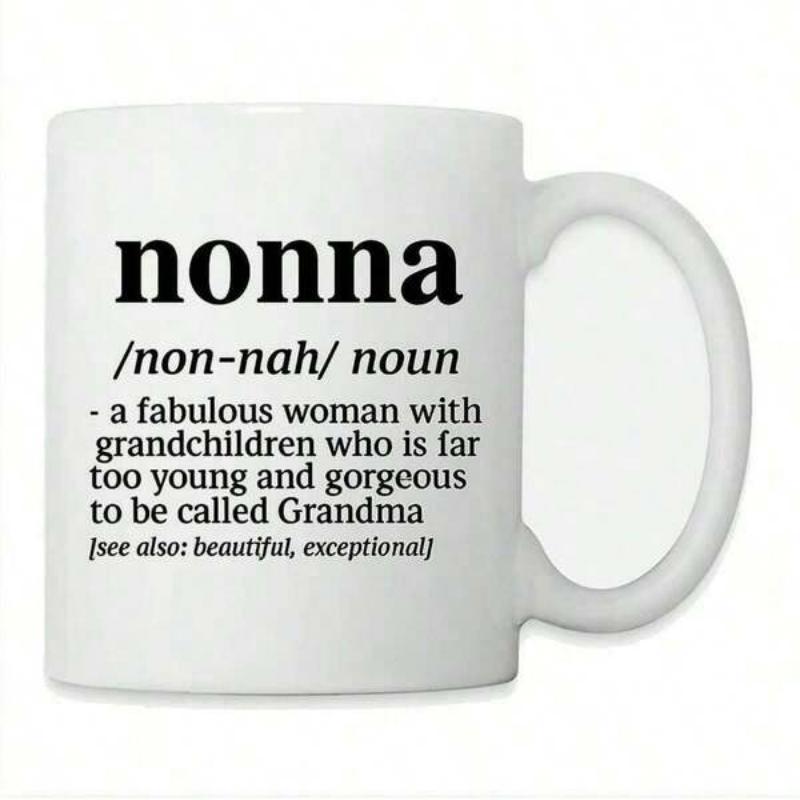 Tailorly White Ceramic 11 oz Mug - Nonna Minimalist Bold Serif Typography Arrangement In A Dictionary Style Mug