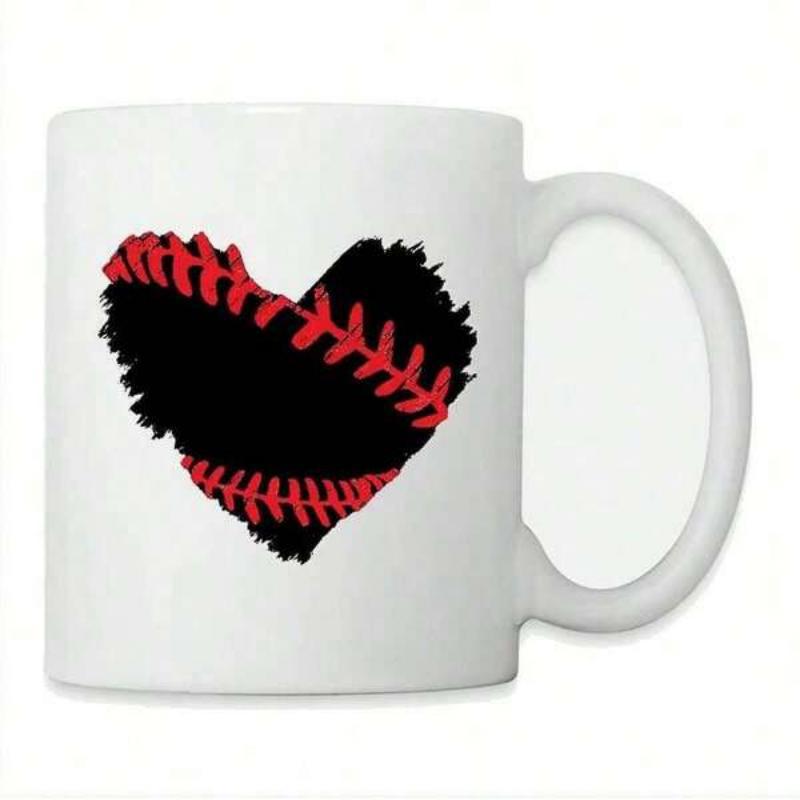 Tailorly White Ceramic 11 oz Mug - Distressed Graphic Design With Vibrant Red Laces Forming A Sporty Heart