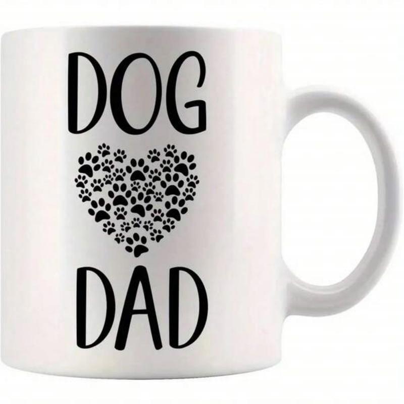 Tailorly White Ceramic 11 oz Mug - Dog Dad Minimalist Heart Composed Of Small Black Paw Prints On