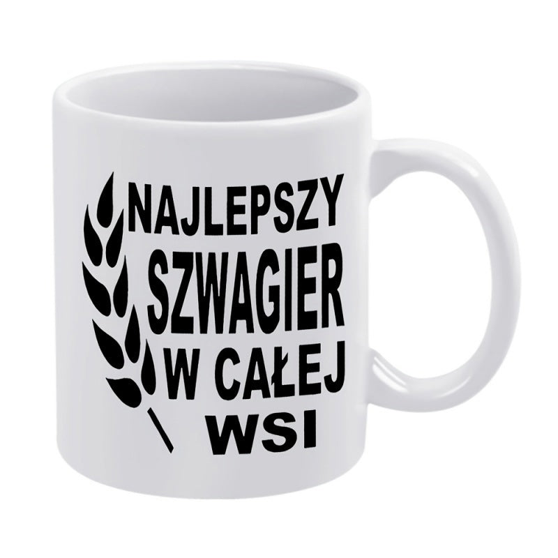 Tailorly White Ceramic 11 oz Mug - Elegant Black Silhouette Featuring A Natural Ripe Harvest Stalk Wheat