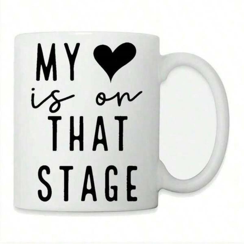 Tailorly White Ceramic 11 oz Mug - My Is On That Stage Minimalist Solid Black Symbol Floating Over Decorative Bold Hand Drawn Text Heart