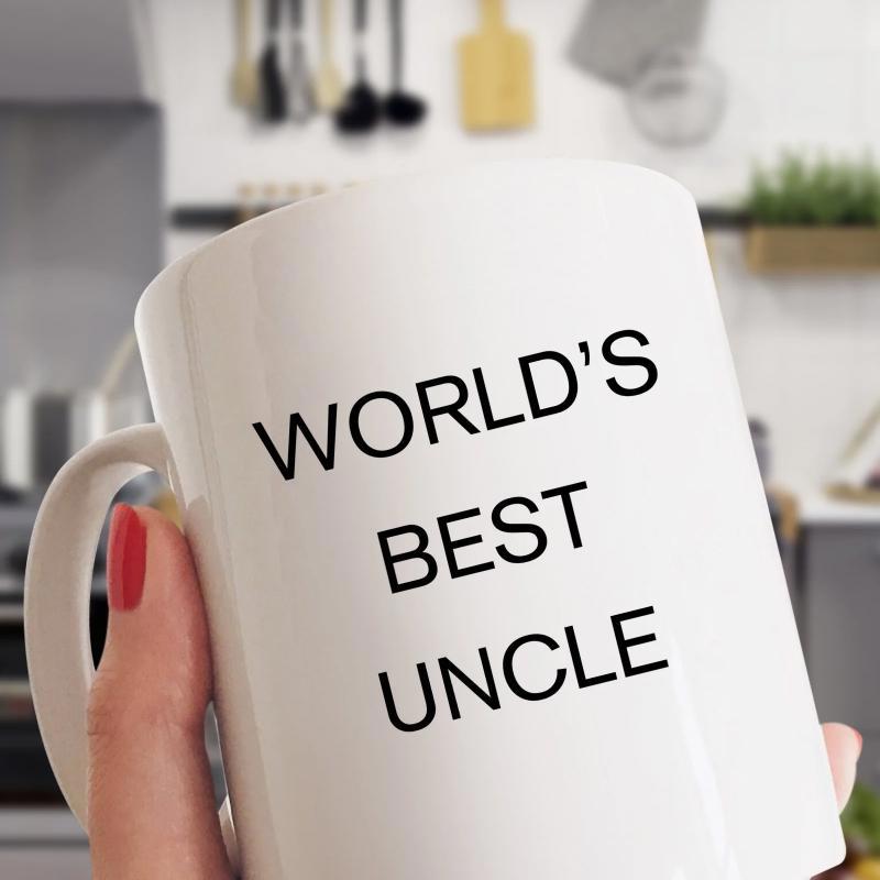 Tailorly White Ceramic 11 oz Mug - World's Best Uncle Clean Minimalist Bold Black Typography On A Smooth Surface Ceramic Mug