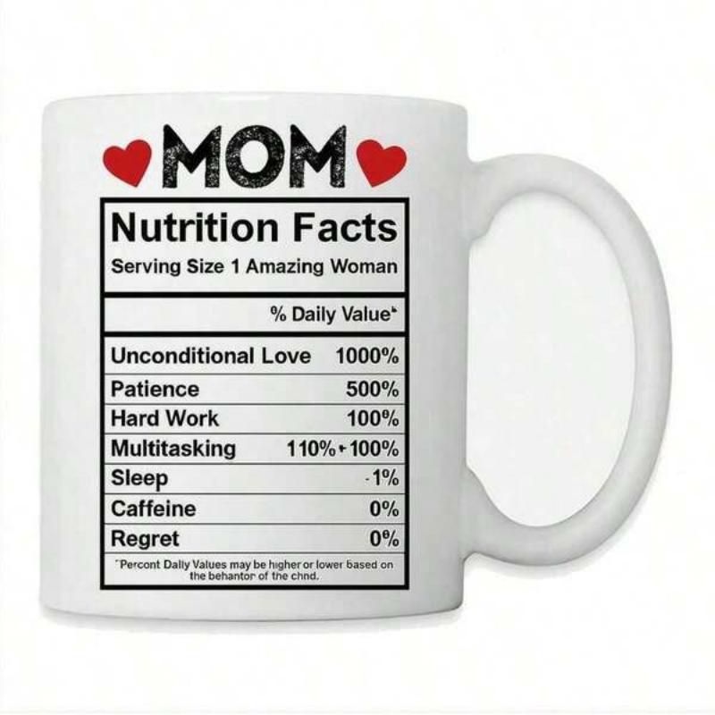Tailorly White Ceramic 11 oz Mug - Mom Nutrition Facts Minimalist Black Bordered Design For An Amazing Woman Mug