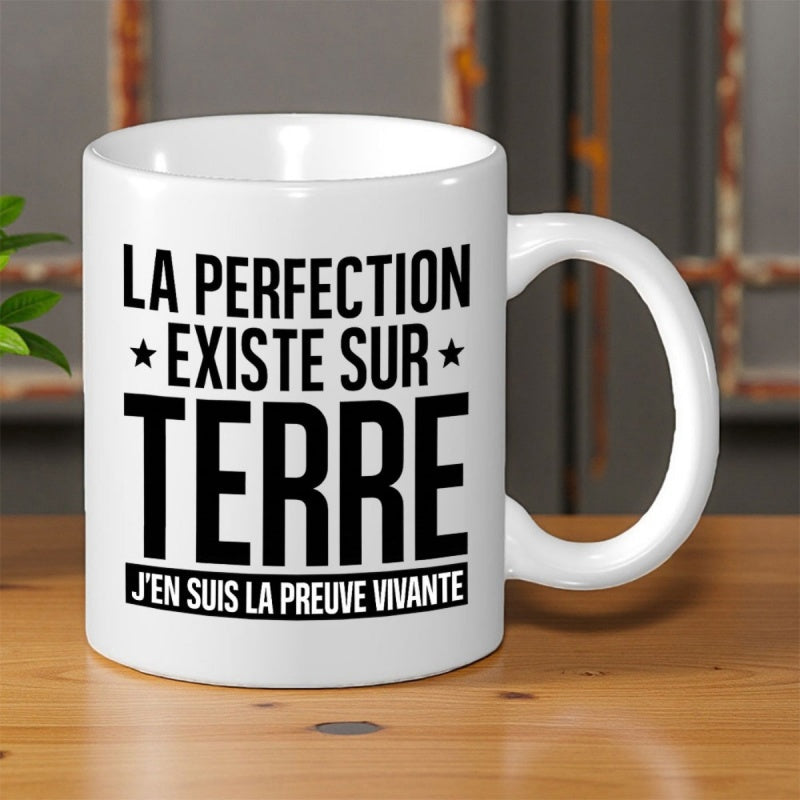 Tailorly White Ceramic 11 oz Mug - Simple Elegant White Ceramic Body With Bold Black Typography And Stars Mug