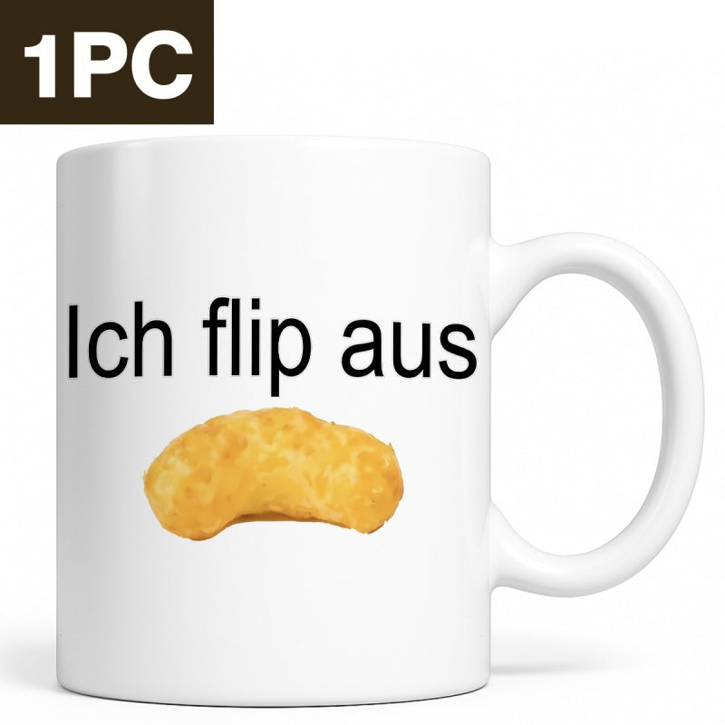Tailorly White Ceramic 11 oz Mug - Realistic Curved Golden Corn Puff Floating Against A Minimalist White Backdrop Snack