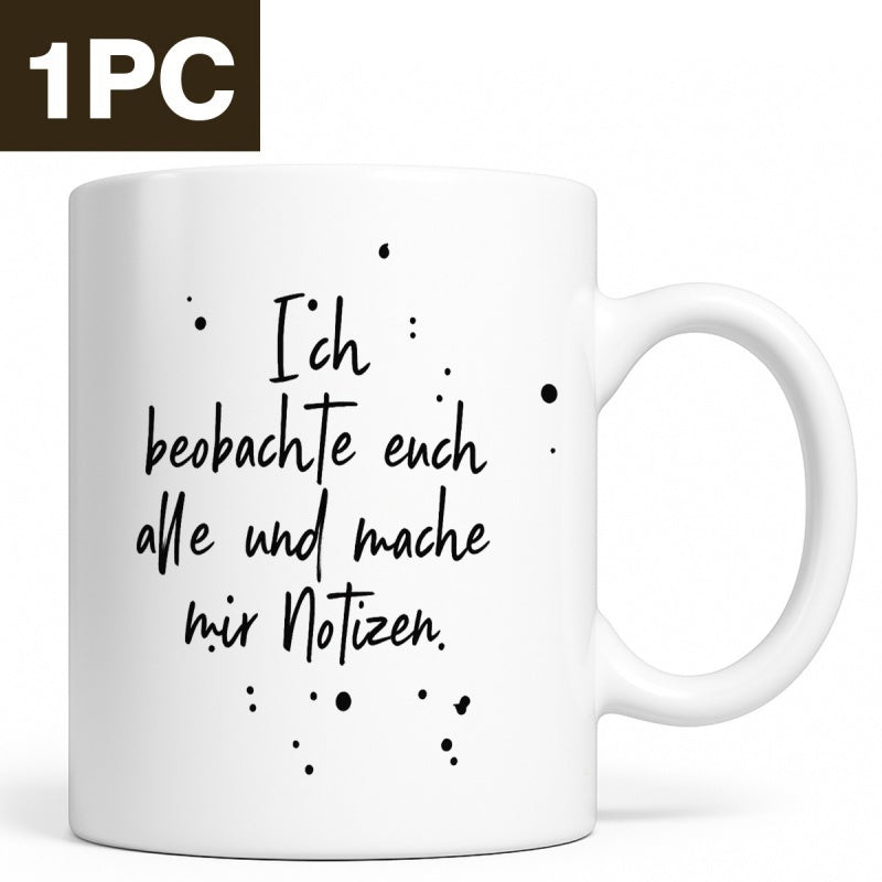 Tailorly White Ceramic 11 oz Mug - Scattered Minimalist Black Ink Dots Floating Across A Clean White Background Mug