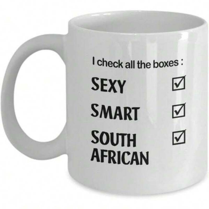 Tailorly White Ceramic 11 oz Mug - I Check All The Boxes Sexy Smart South African Minimalist Style Design Featuring Three Bold Ticked Square Boxes Checklist