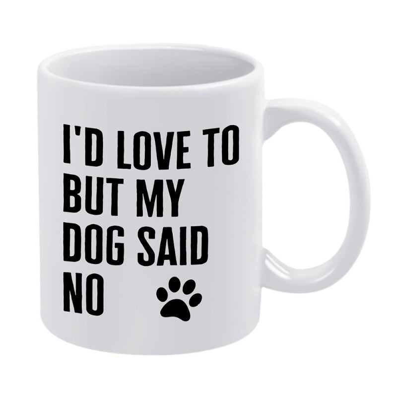 Tailorly White Ceramic 11 oz Mug - Id Love To But My Dog Said No Minimalist Bold Black Paw Print Symbol On Clean Surface Mug