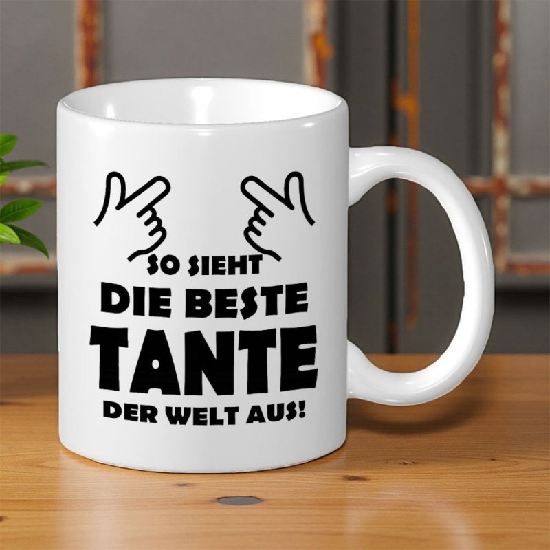 Tailorly White Ceramic 11 oz Mug - Minimalist Black Outlined Illustration Of Two Hands Pointing Downward Hands