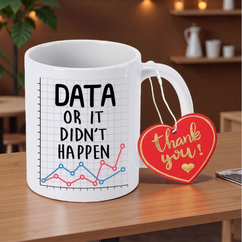 Tailorly White Ceramic 11 oz Mug - Data Or It Didn't Happen Minimalist Grid Pattern Featuring Red And Blue Linear Data Trends Mug