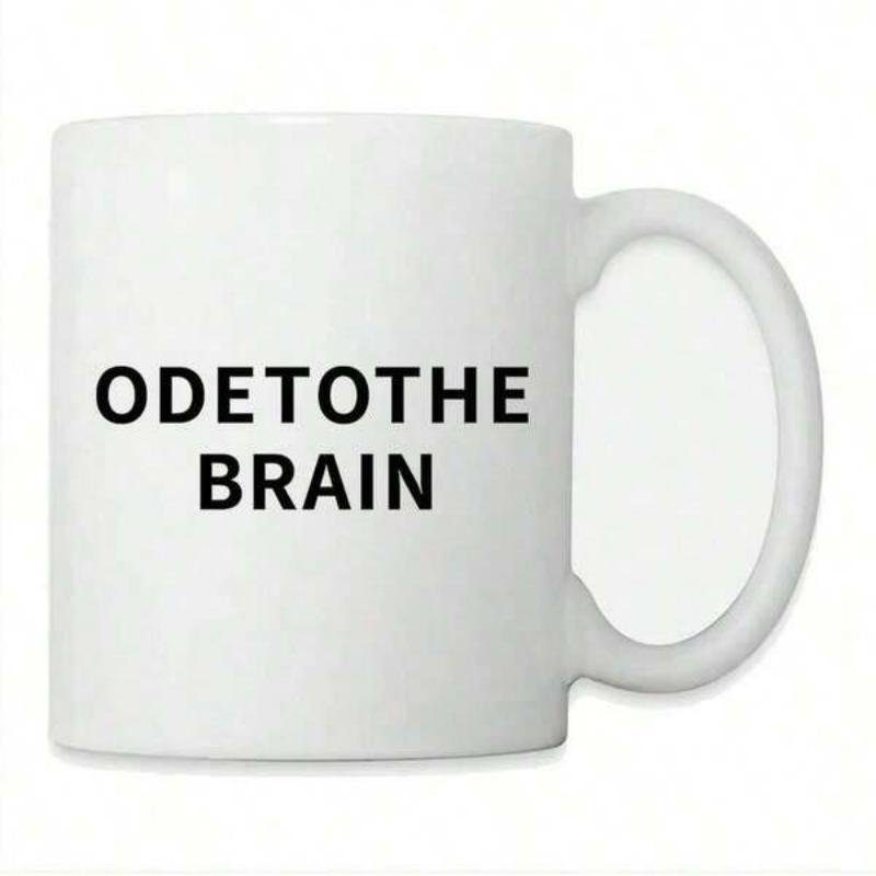 Tailorly White Ceramic 11 oz Mug - Ode To The Brain Minimalist Black Sans Serif Typography Printed On A Smooth Ceramic Surface Mug