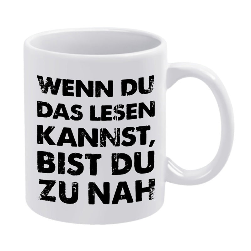 Tailorly White Ceramic 11 oz Mug - Pure White Polished Ceramic Surface Featuring Distressed Black Typography Style Coffee Mug