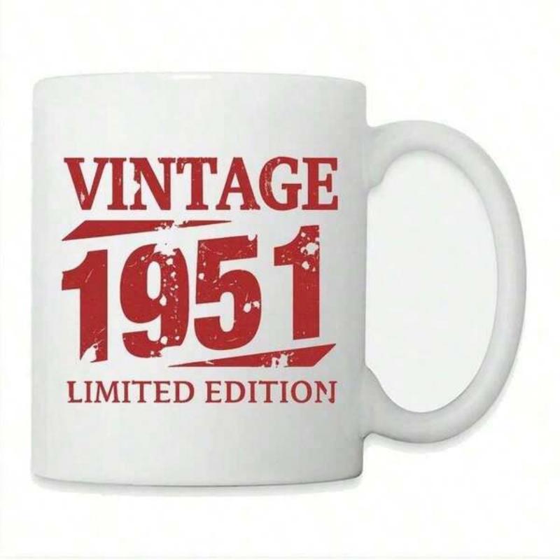 Tailorly White Ceramic 11 oz Mug - Vintage 1951 Limited Edition Weathered Distressed Red Style Bold Retro Anniversary Typography
