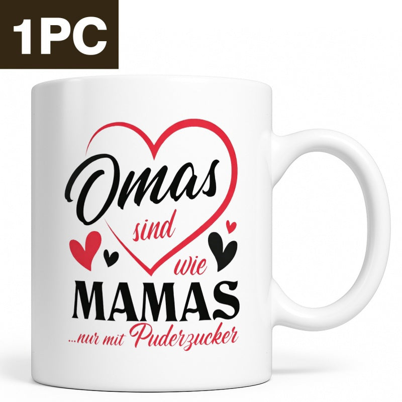 Tailorly White Ceramic 11 oz Mug - Minimalist Red Heart Outline With Elegant Script Text Surrounded By Small Hearts Heart