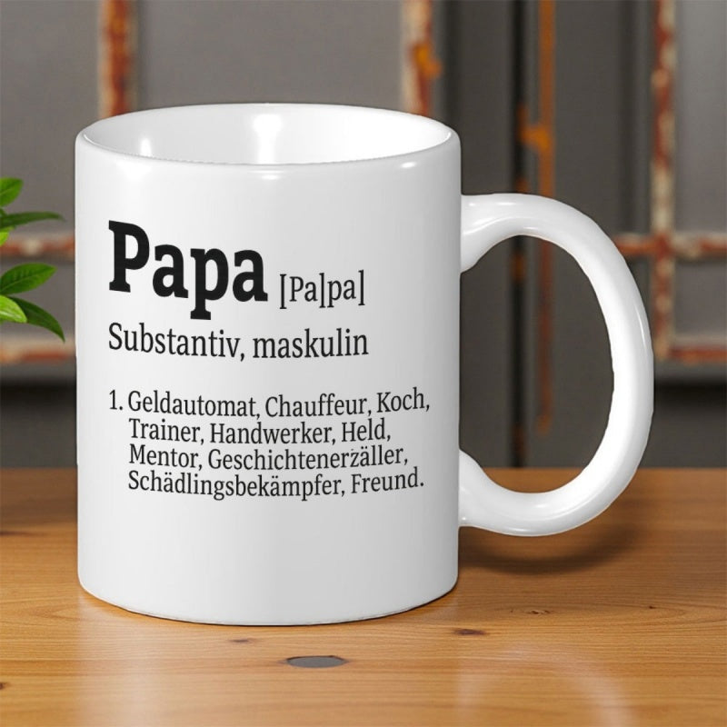 Tailorly White Ceramic 11 oz Mug - Papa Minimalist Featuring Classic Dictionary Definition Style Typography Mug
