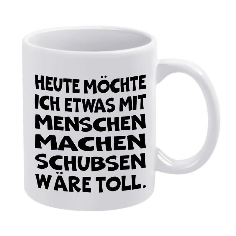 Tailorly White Ceramic 11 oz Mug - Plain Featuring Bold Black Block Typography Mug
