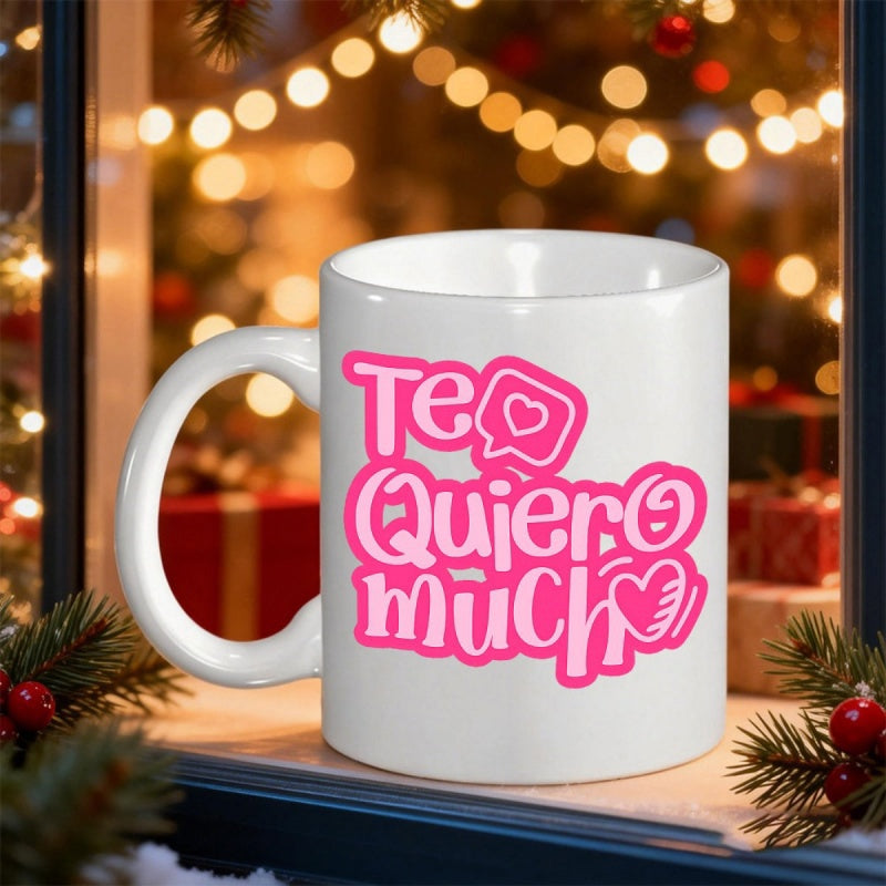 Tailorly White Ceramic 11 oz Mug - Sweet Pink Hearts With Artistic Script On A Minimalistic Ceramic Mug
