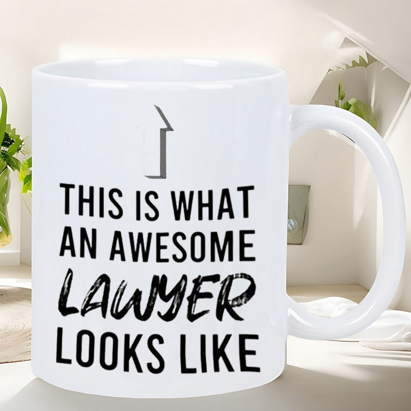 Tailorly White Ceramic 11 oz Mug - This Is What An Awesome Lawyer Looks Like Simple Geometric Arrow Pointing Upwards Among Bold Professional Typography Mug