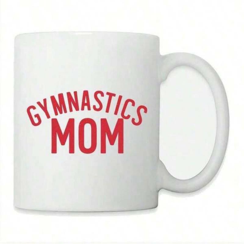 Tailorly White Ceramic 11 oz Mug - Gymnastics Mom Elegant Pure Featuring Bold Arched Vibrant Red Lettering Mug
