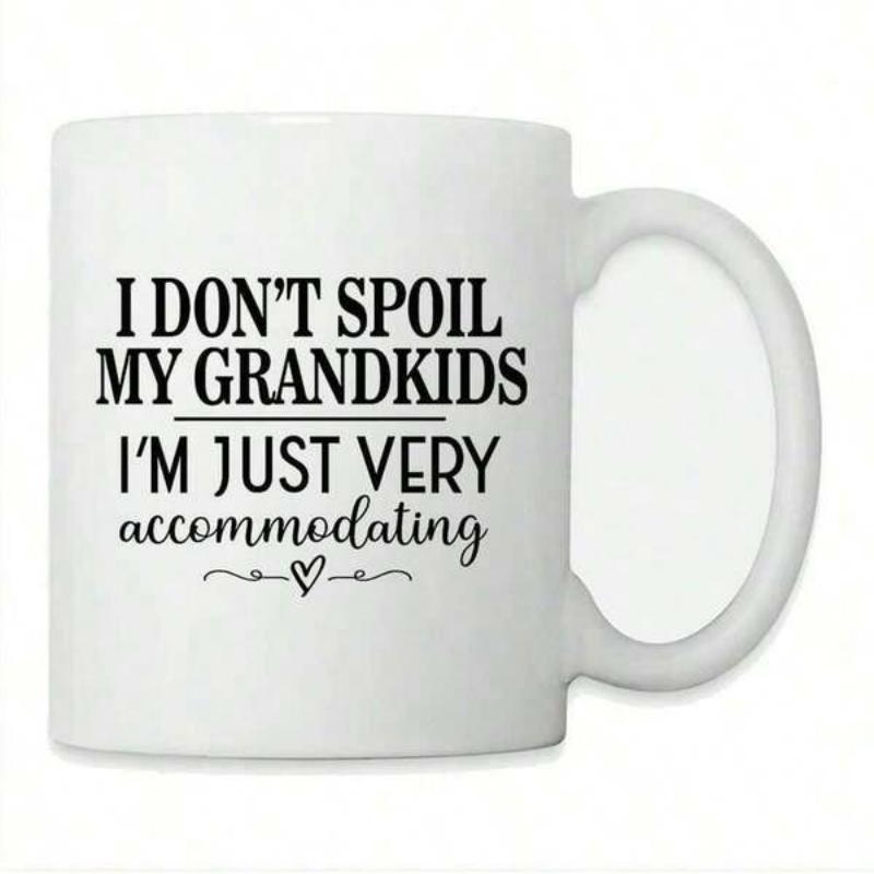 Tailorly White Ceramic 11 oz Mug - I Dont Spoil My Grandkids I Am Just Very Accommodating Elegant Black Typography With A Small Heart Detail Featuring Graceful