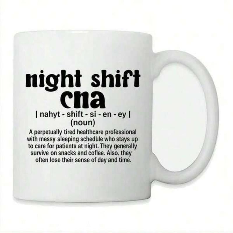 Tailorly White Ceramic 11 oz Mug - Night Shift Cna Clean Professional Black Bold Typography Styled Like A Classic Dictionary Definition Mug