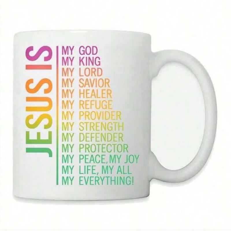 Tailorly White Ceramic 11 oz Mug - Jesus Is My Everything Vibrant Rainbow Gradient Typography Featuring Inspirational Religious Christian Praise Scripture Sign