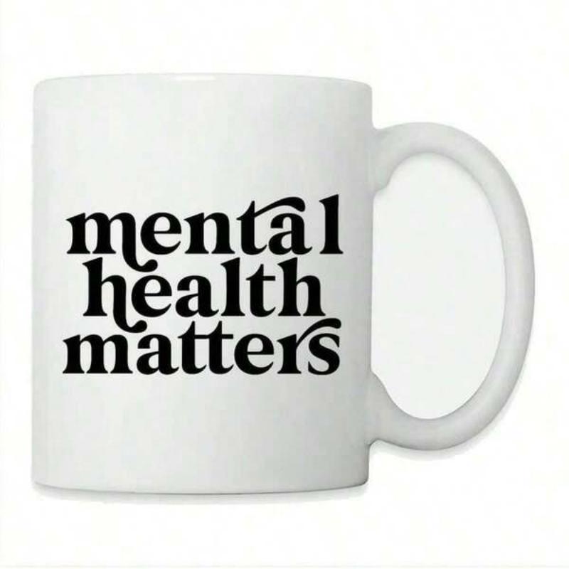 Tailorly White Ceramic 11 oz Mug - Mental Health Matters Bold Minimalist Black Typography Styled In Retro Artistic Decorative Script Mug