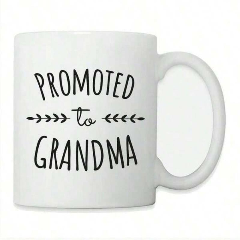 Tailorly White Ceramic 11 oz Mug - Promoted To Grandma Minimalist Ceramic Surface With Elegant Black Ink Lettering Mug
