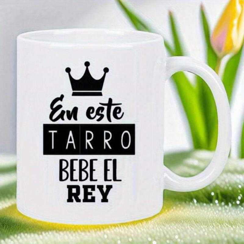 Tailorly White Ceramic 11 oz Mug - Elegant Black Silhouette Minimalist Royal Style With Sharp Points Crown