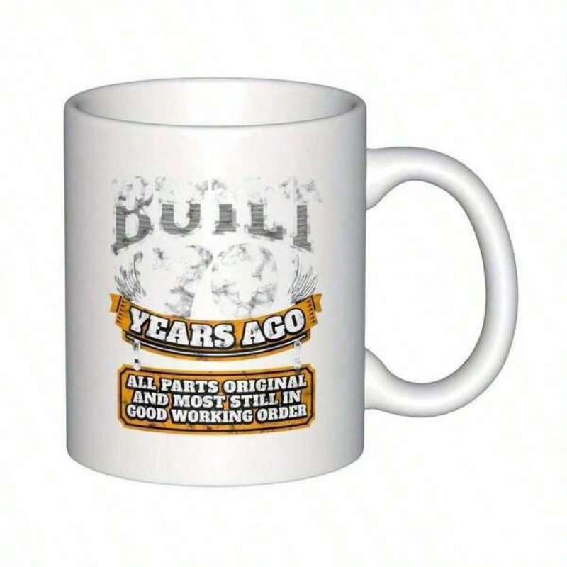 Tailorly White Ceramic 11 oz Mug - Built Years Ago Vintage Distressed Industrial Typography With Banner Design Mug