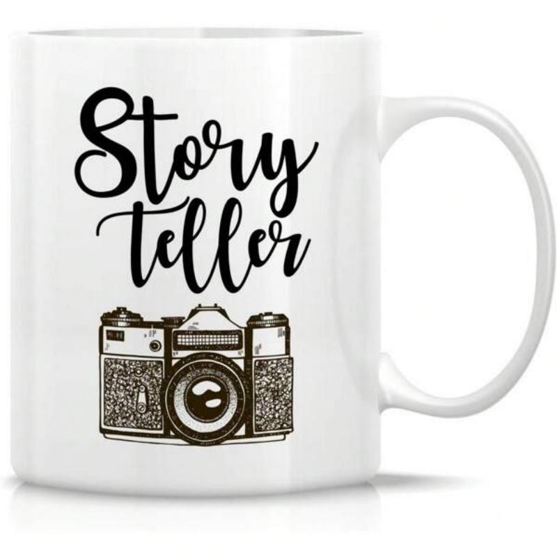 Tailorly White Ceramic 11 oz Mug - Story Teller Classic Vintage Film Photography Equipment With Detailed Glass Lens Camera