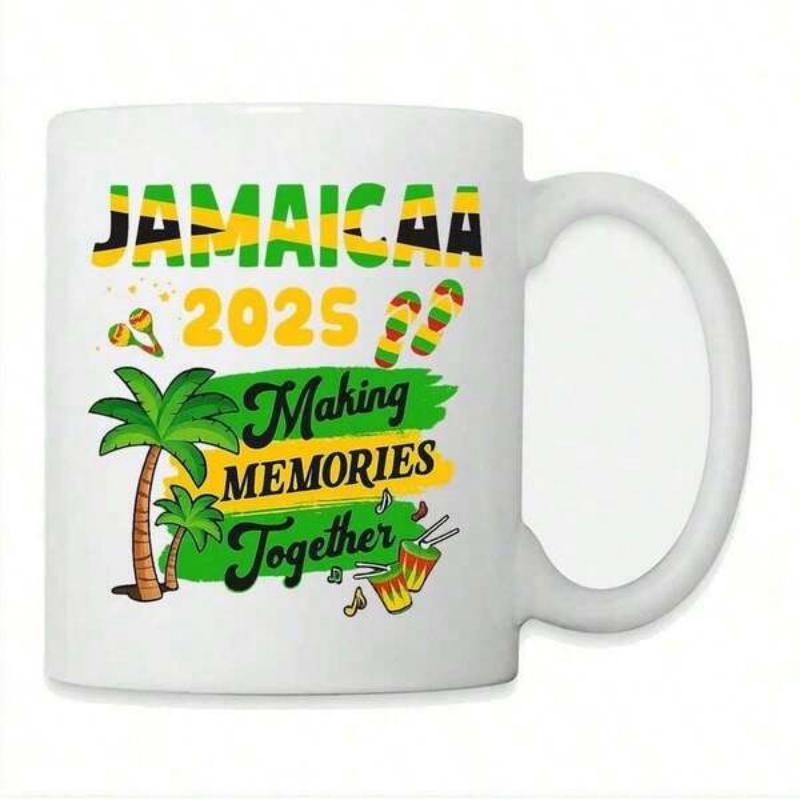 Tailorly White Ceramic 11 oz Mug - Jamaicaa 2025 Making Memories Together Tropical Island Vacation With Palm Trees And Sunny Beach Elements Palm Tree
