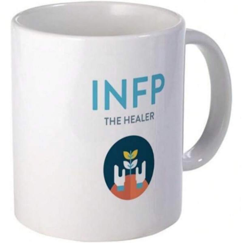 Tailorly White Ceramic 11 oz Mug - Infp The Healer Minimalist Circular Icon With Hands Protecting A Growing Plant Sprout Mug