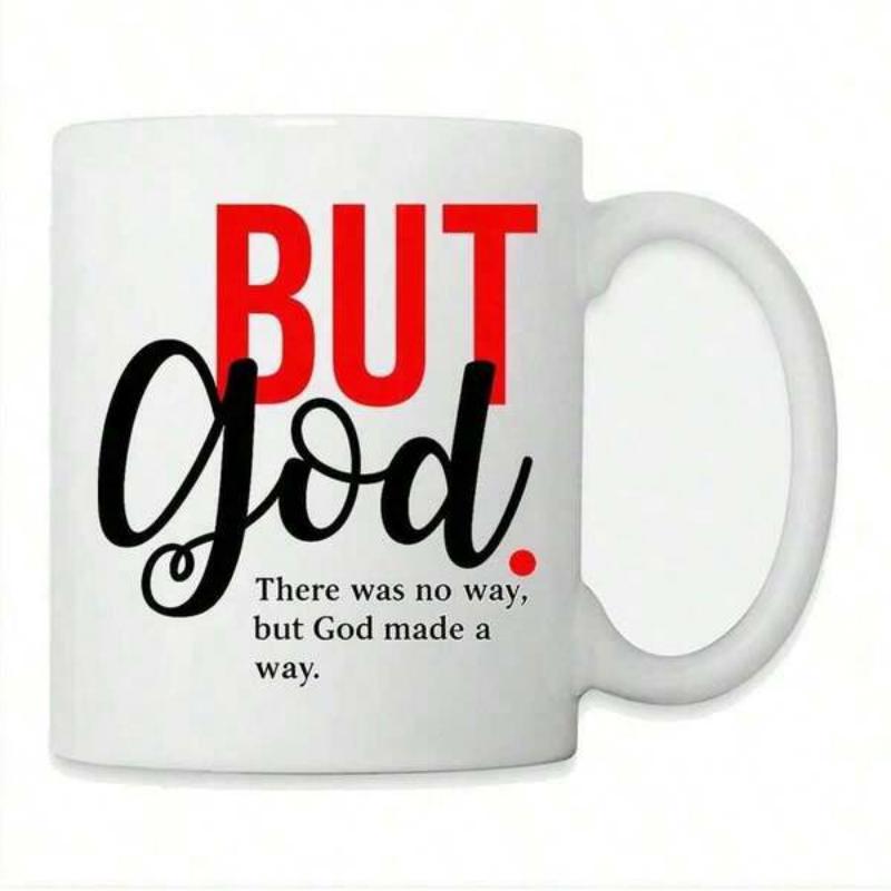 Tailorly White Ceramic 11 oz Mug - But God There Was No Way But God Made A Way Minimalist White Ceramic Vessel With Bold Red And Black Typography Mug
