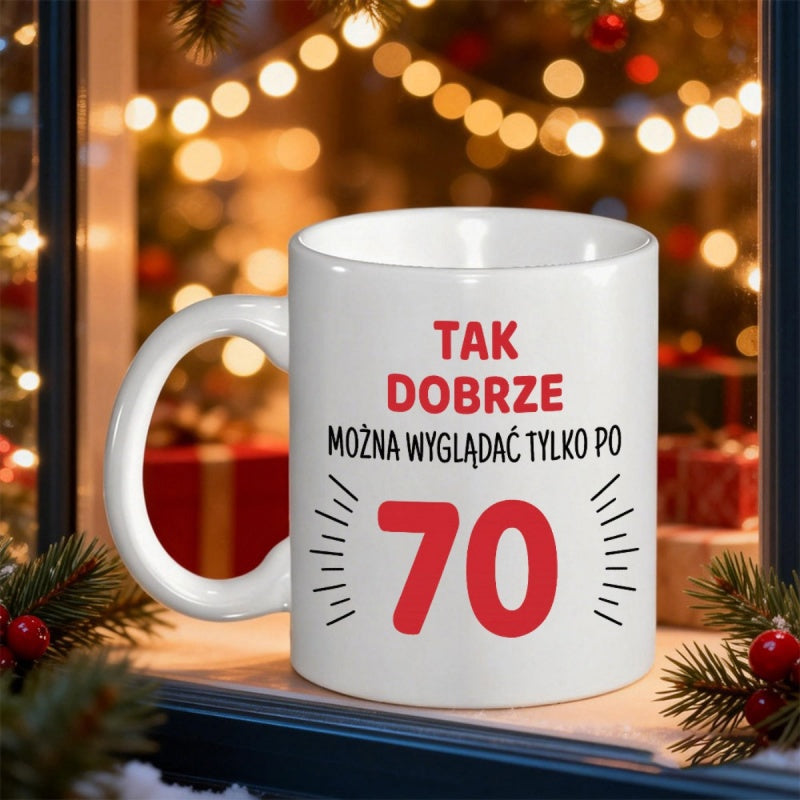 Tailorly White Ceramic 11 oz Mug - Clean Featuring Bold Red Numbers And Radiating Lines Mug