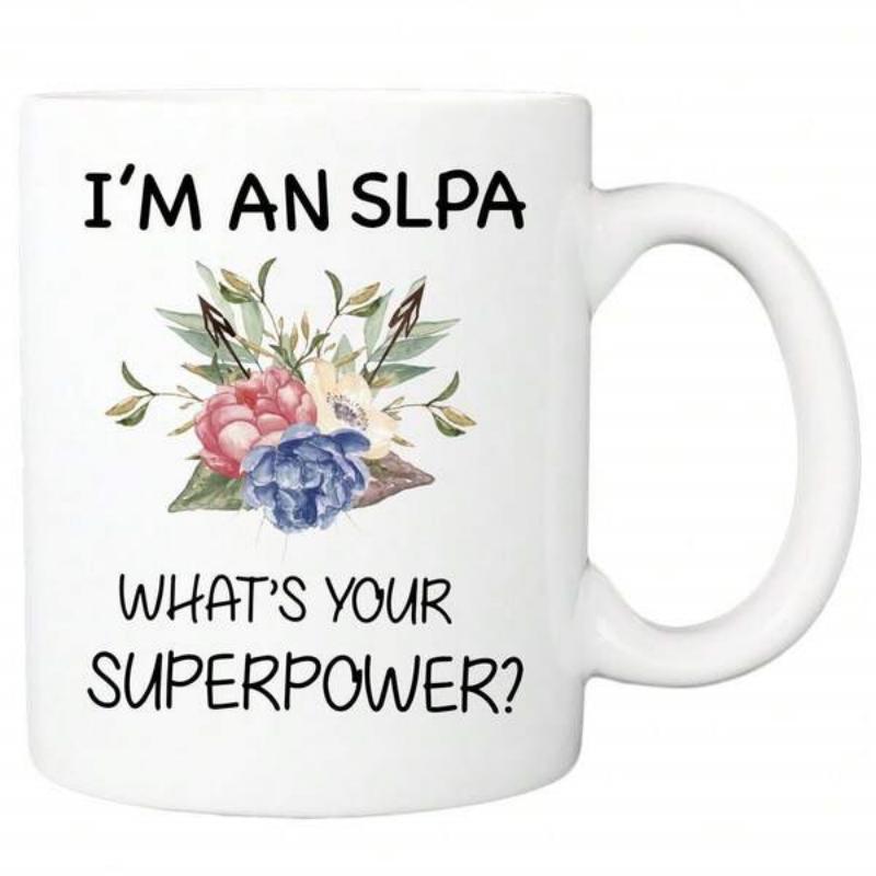 Tailorly White Ceramic 11 oz Mug - Im An Slpa Whats Your Superpower Rustic Watercolor Floral Arrangement With Artistic Crossed Tribal Arrows Bouquet