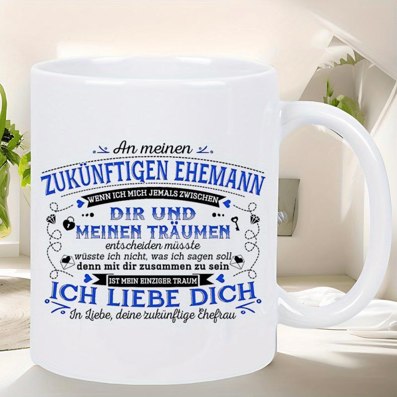 Tailorly White Ceramic 11 oz Mug - Elegant Script Typography Featuring Romantic Swirls And Small Heart Symbols Mug