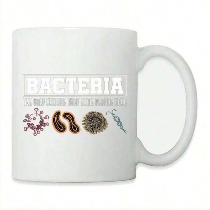 Tailorly White Ceramic 11 oz Mug - Bacteria The Only Culture Some People Have Scientific Illustrations Of Microscopic Organisms And Virus Cells Bacteria