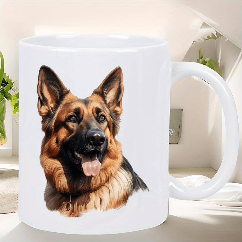 Tailorly White Ceramic 11 oz Mug - Majestic Realistic Portrait Of A Loyal Companion With Alert Ears German Shepherd