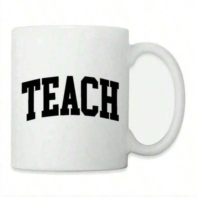 Tailorly White Ceramic 11 oz Mug - Teach Minimalist Black Arched Collegiate Lettering On A Plain White Surface Mug