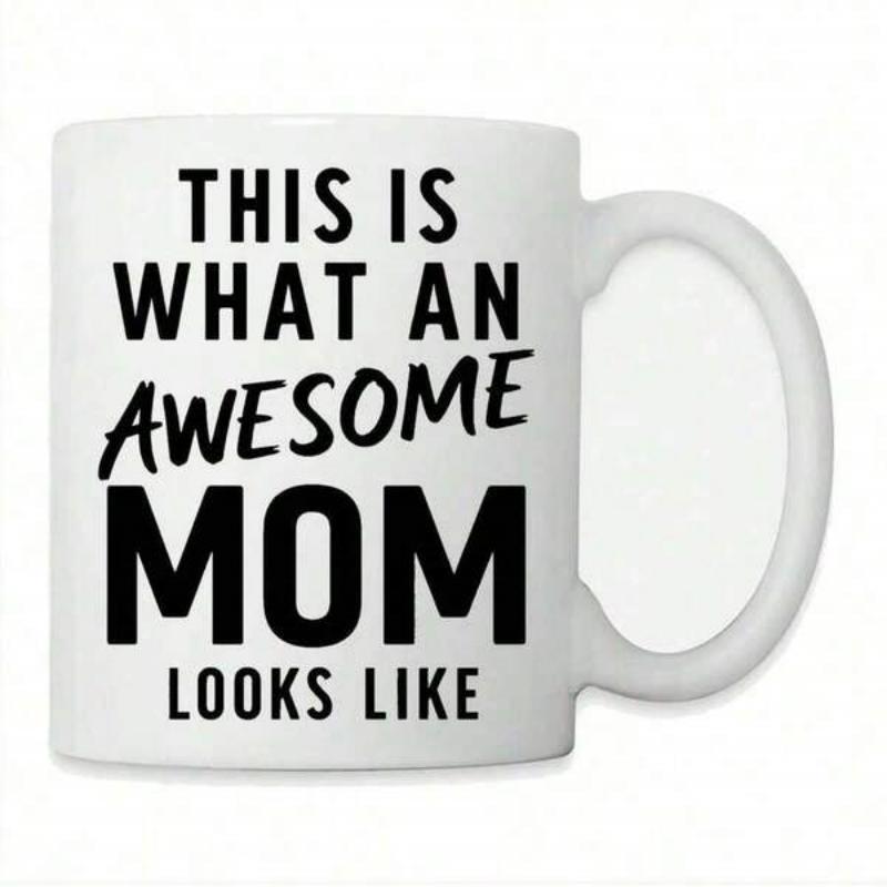 Tailorly White Ceramic 11 oz Mug - This Is What An Awesome Mom Looks Like Minimalist Bold Black Lettering Styled With A Modern Clean Typography Mom