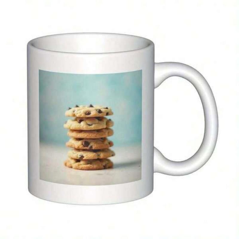 Tailorly White Ceramic 11 oz Mug - Delicious Tall Stack Of Fresh Baked Chocolate Chip Treats Under Soft Light Cookies