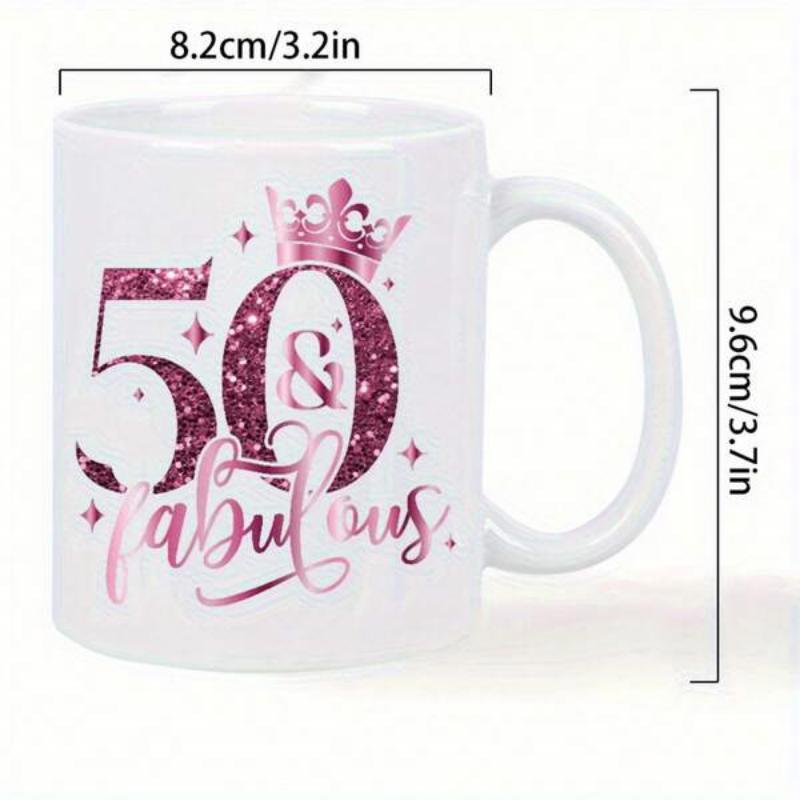 Tailorly White Ceramic 11 oz Mug - 50 Fabulous Elegant Rose Gold Glitter Pattern Featuring Royal Crown And Sparkles Mug