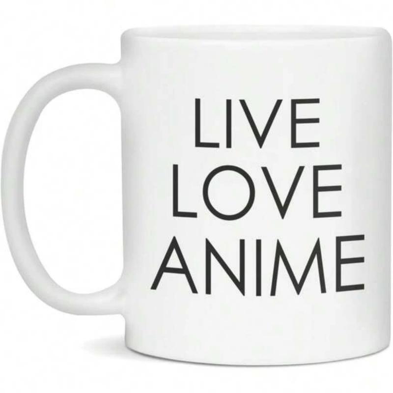 Tailorly White Ceramic 11 oz Mug - Live Love Anime Minimalist Bold Typography Set Against A Polished Pure Mug
