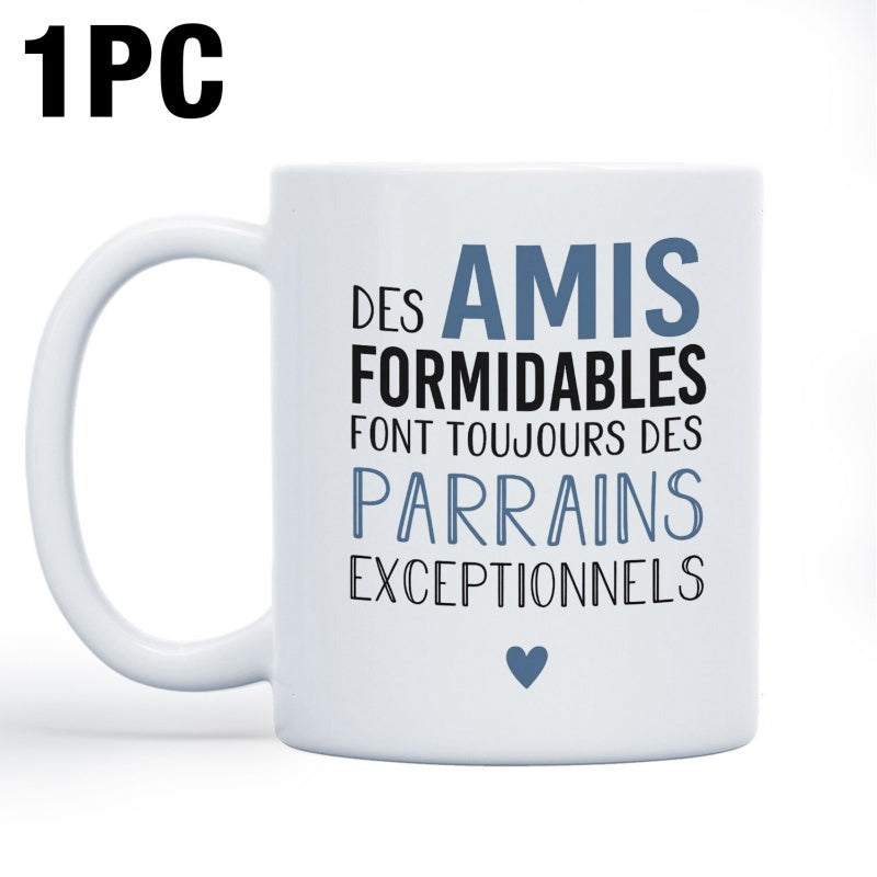 Tailorly White Ceramic 11 oz Mug - Minimalist Typography Style Featuring A Tiny Blue Heart Symbol Ceramic Mug